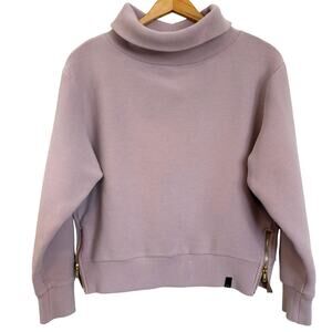 Anthropologie Varley Mauve Pink Gold Ribbed Turtleneck Sweatshirt W